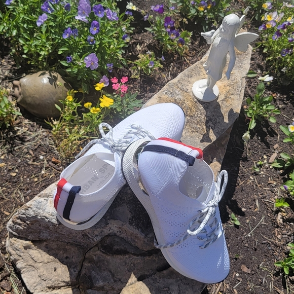 URBAN SPORTS by J SLIDES ♡ White Canvas Red|White|Blue w/Chrome Lace Sneakers 9M - Picture 14 of 16